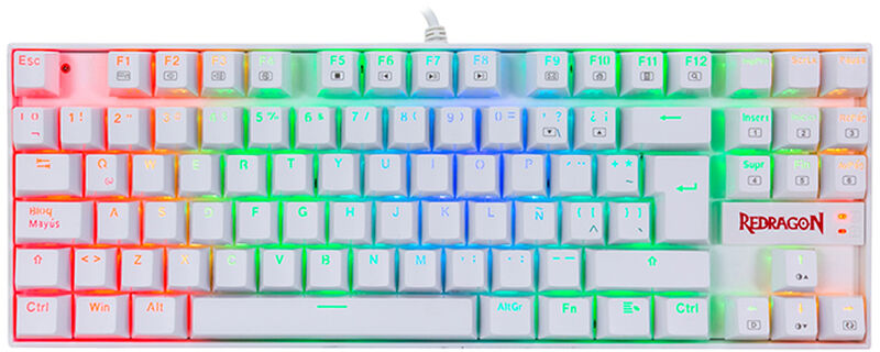 Teclado Mecánico Redragon Kumara K552 RGB Blanco Español (K552W-RGB-1R-SP)