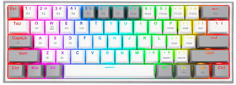 Teclado Mecánico Inalámbrico Redragon Fizz Pro K616 RGB Blanco Gris Español (K616-RGB WG SP)