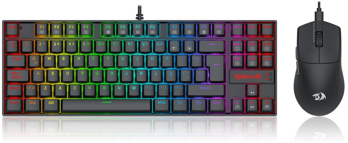 Kit Teclado + Mouse Redragon S145: Kumara K552 RGB + Mouse M724 Español (S145 SP)